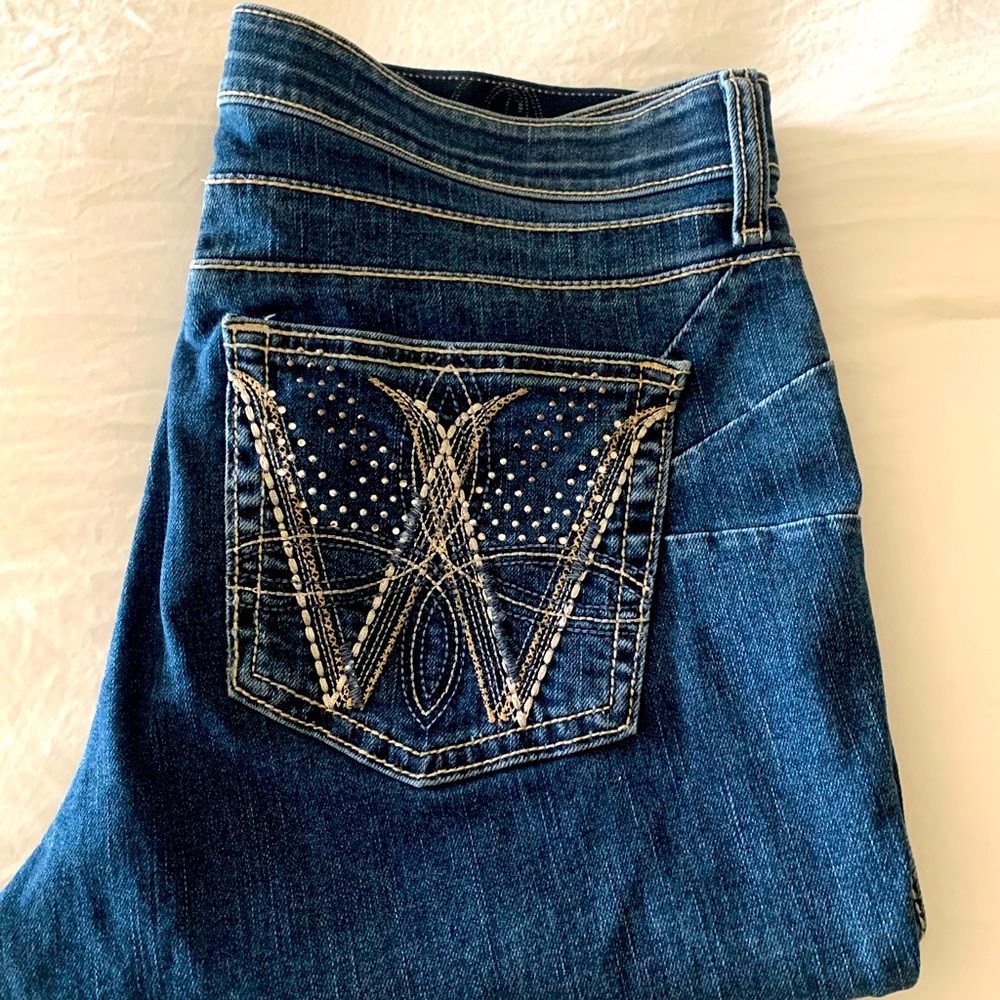 Classic Wrangler Western Qbaby Bootcut Jeans Vintage Denim Size 13/14 34 Leg